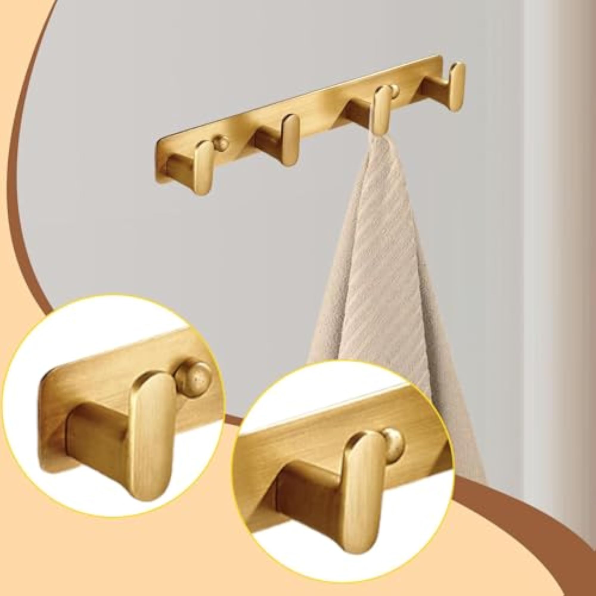 Modern Heavy Duty Coat Rack Wall Mount, 4 Hooks